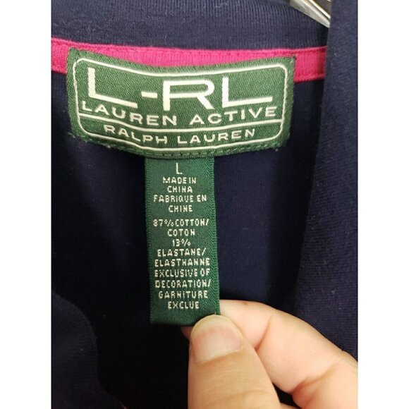Lauren Ralph Lauren Active Jacket Stripe Cotton Mock Neck Womens Size Large - Picture 3 of 7
